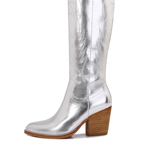 Melody Metallic Knee High Western Cowboy Boots - Picture 7 of 8